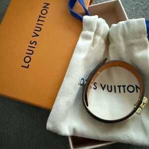 Louis Vuitton Monogram Brown Bracelet with Gold V